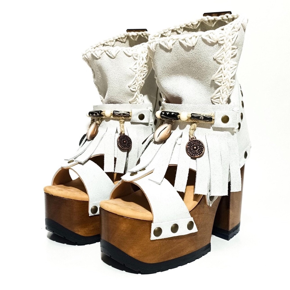 White Ibiza Platform Sandals